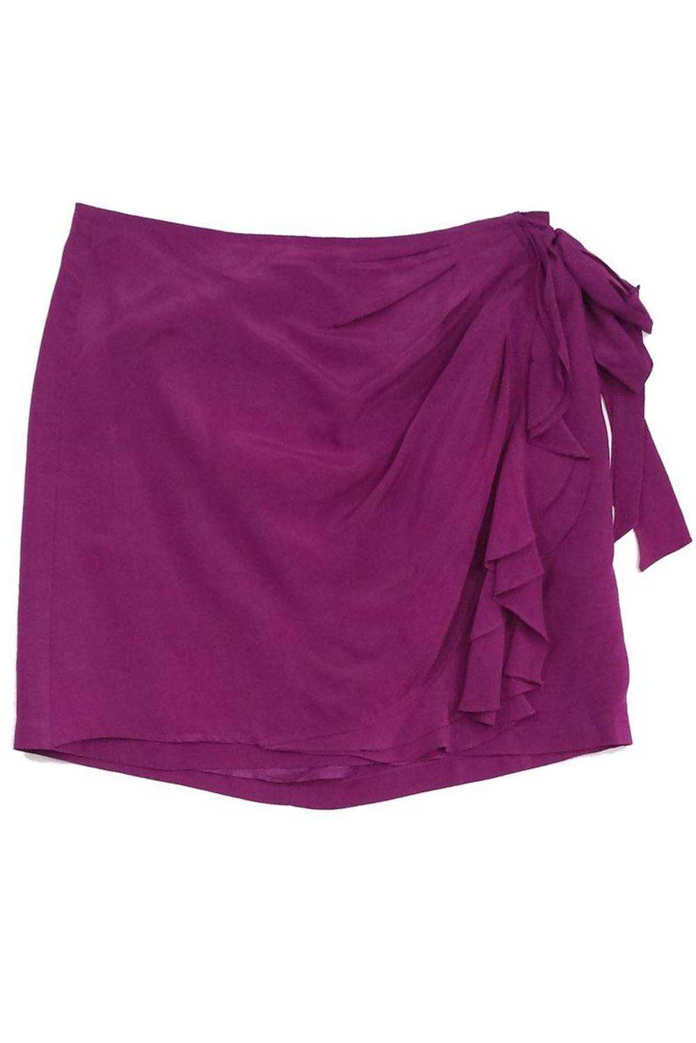 Nanette Lepore - Violet Ruffle Bow Silk Skirt Sz 6 - image 2