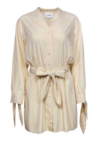 Nanushka - Cream Long Sleeve Button-Up Shirt Dress