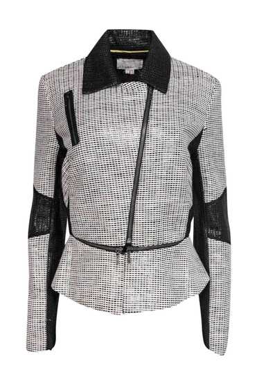 Nicole Miller - Black & White Woven Moto-Style Ja… - image 1