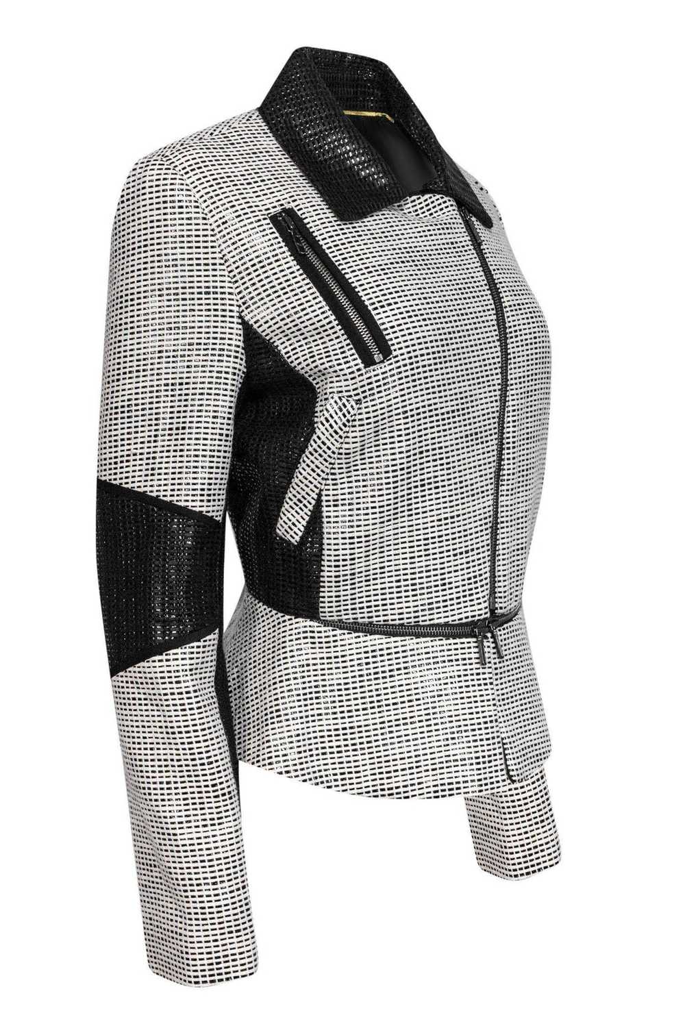 Nicole Miller - Black & White Woven Moto-Style Ja… - image 2