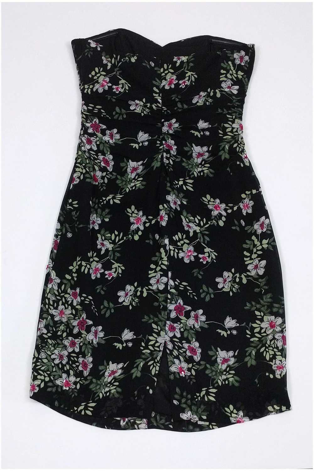 Nicole Miller - Black Floral Strapless Dress Sz 4 - image 2