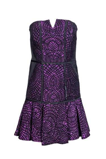 Nicole Miller - Purple Geometric Brocade Bodycon S