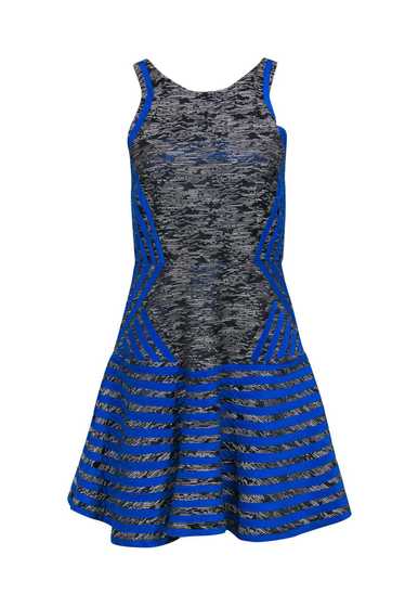 Parker - Black & Silver Metallic Dress w/ Blue Rib
