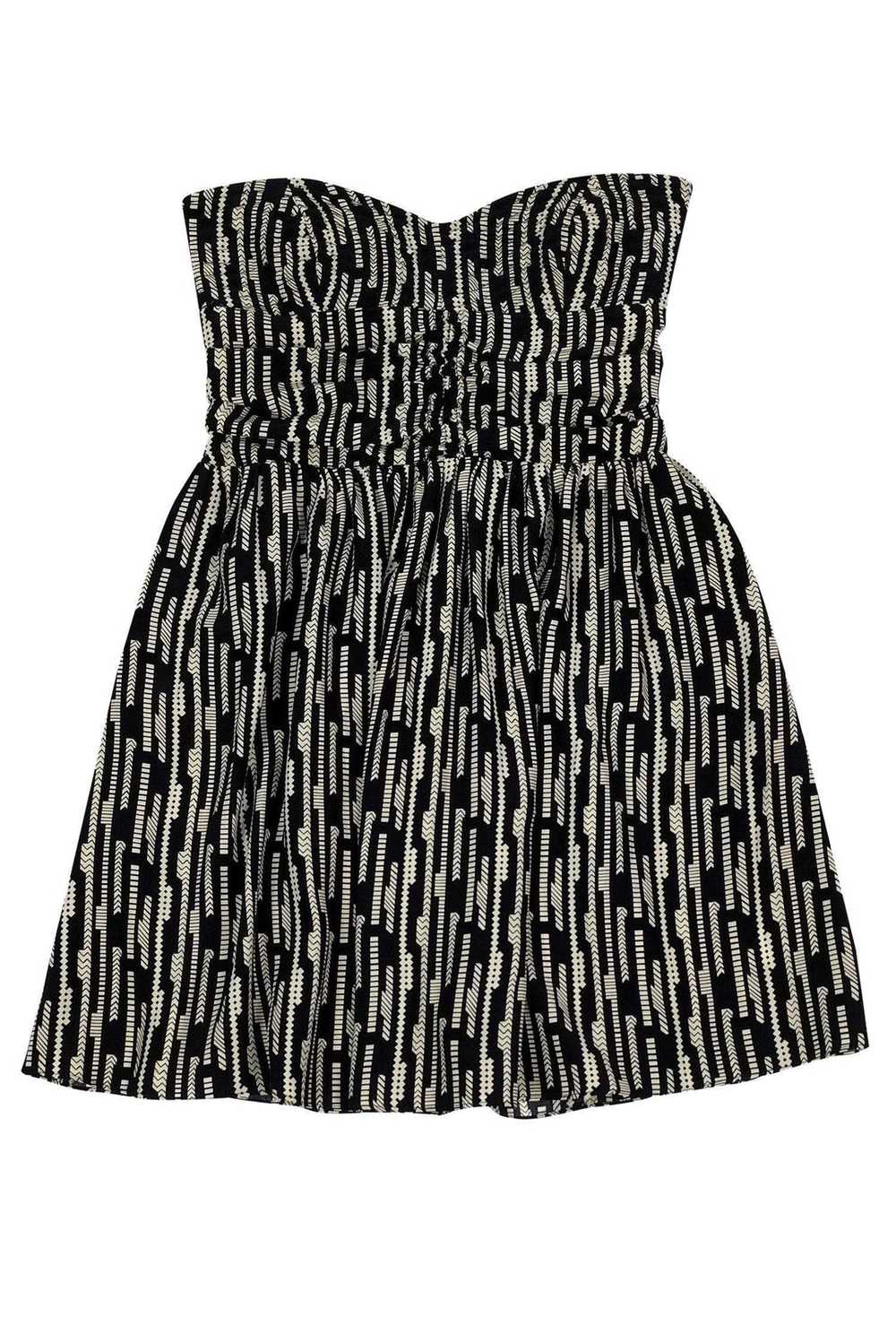 Parker - Black & White Strapless Dress Sz L - image 1