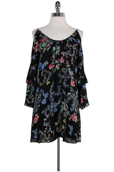 Parker - Black Cold Shoulder Floral Dress Sz XS