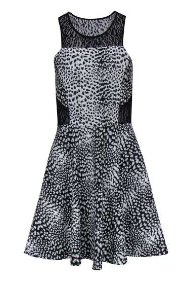 Parker - Black Mesh & Animal Print Mini Dress Sz M