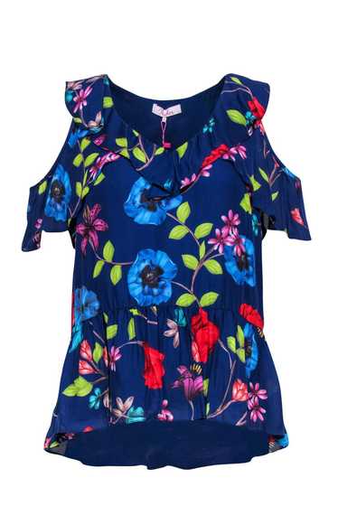 Parker - Blue Ruffle Sleeveless Blouse w/ Floral P