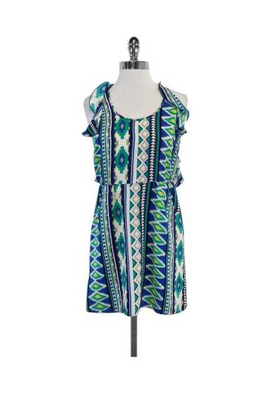 Parker - Blue Tone Silk Geo Print Dress Sz XS