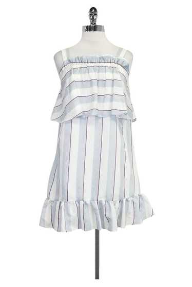 Parker - Light Blue Striped Ruffle Dress Sz XS