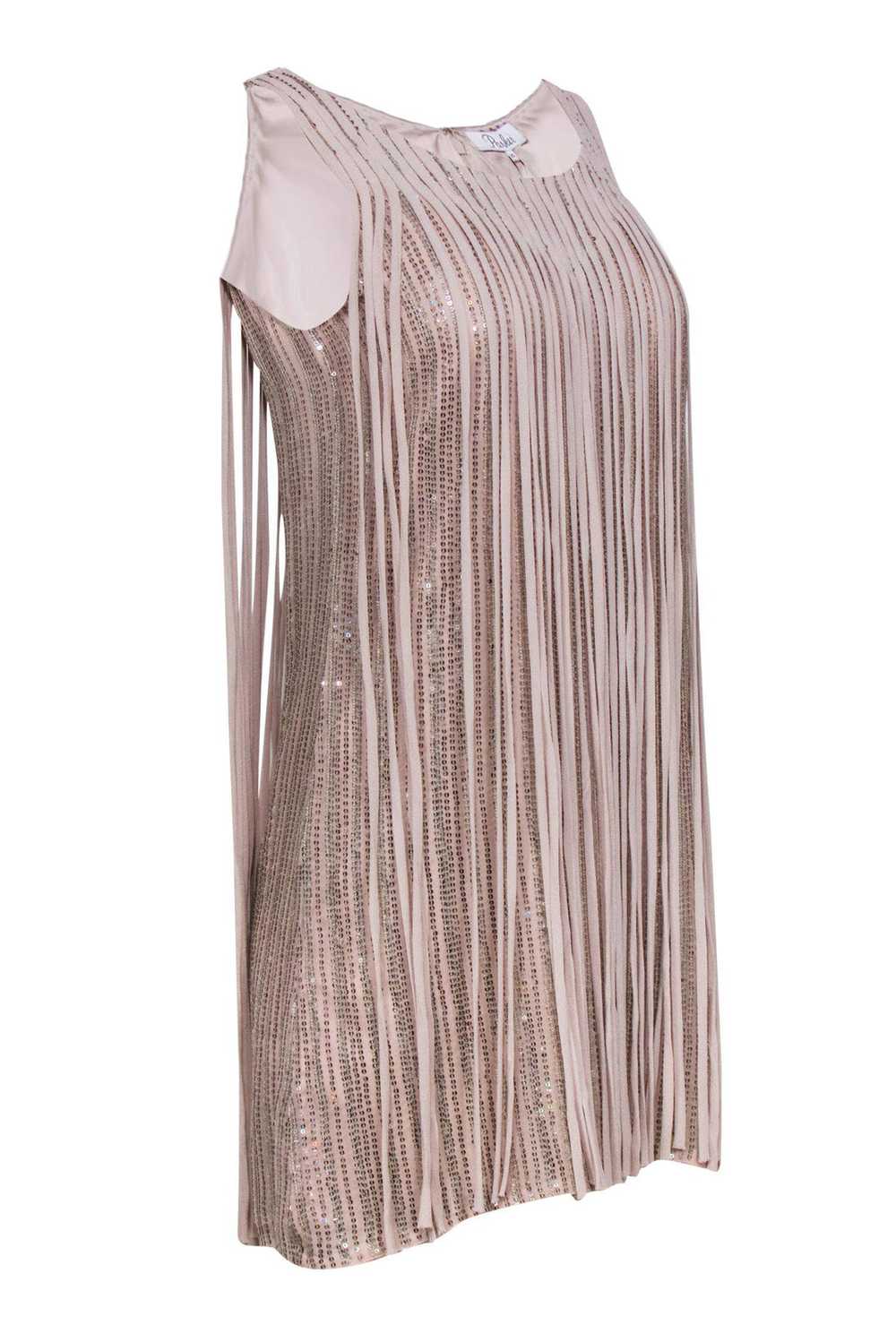 Parker - Nude Fringe & Sequined Shift Mini Dress … - image 2