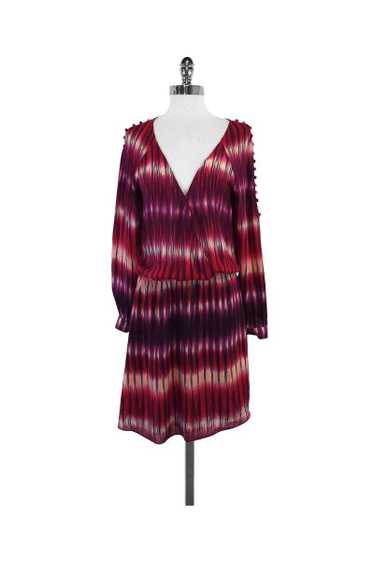 Parker - Purple, Red & Green Silk Striped Dress Sz