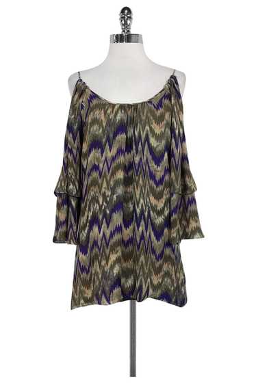 Parker - Silk Chevron Cold Shoulder Shirt Sz XS