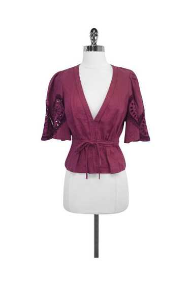 Plenty by Tracy Reese - Maroon Linen Top Sz 4 - image 1