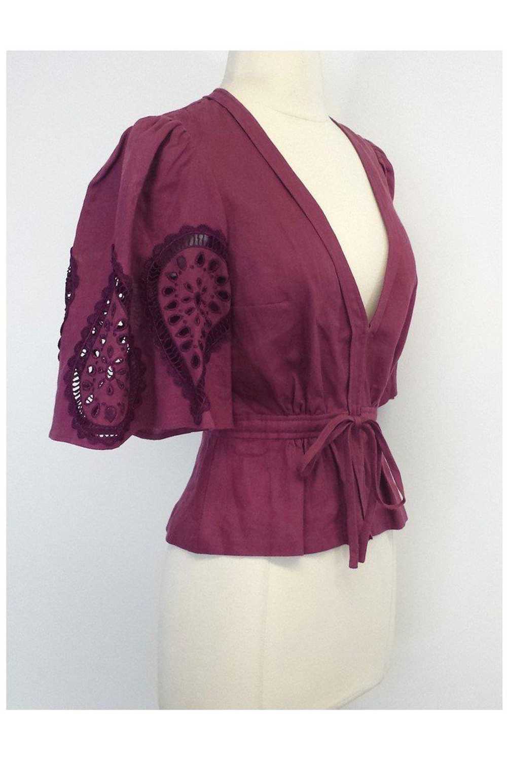 Plenty by Tracy Reese - Maroon Linen Top Sz 4 - image 2