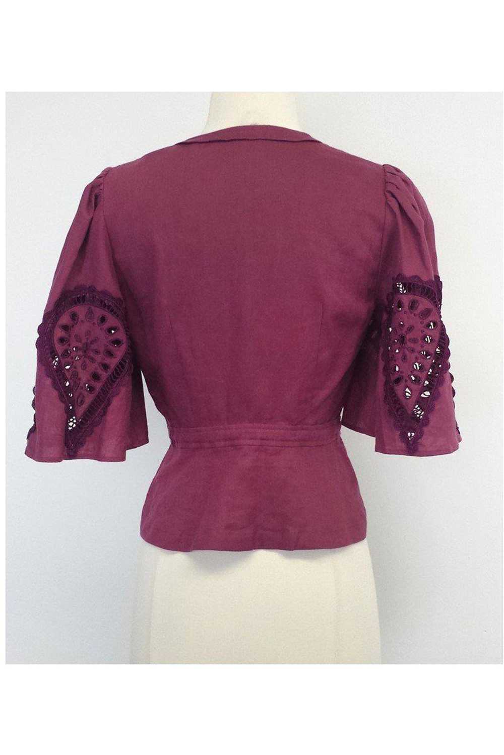 Plenty by Tracy Reese - Maroon Linen Top Sz 4 - image 3