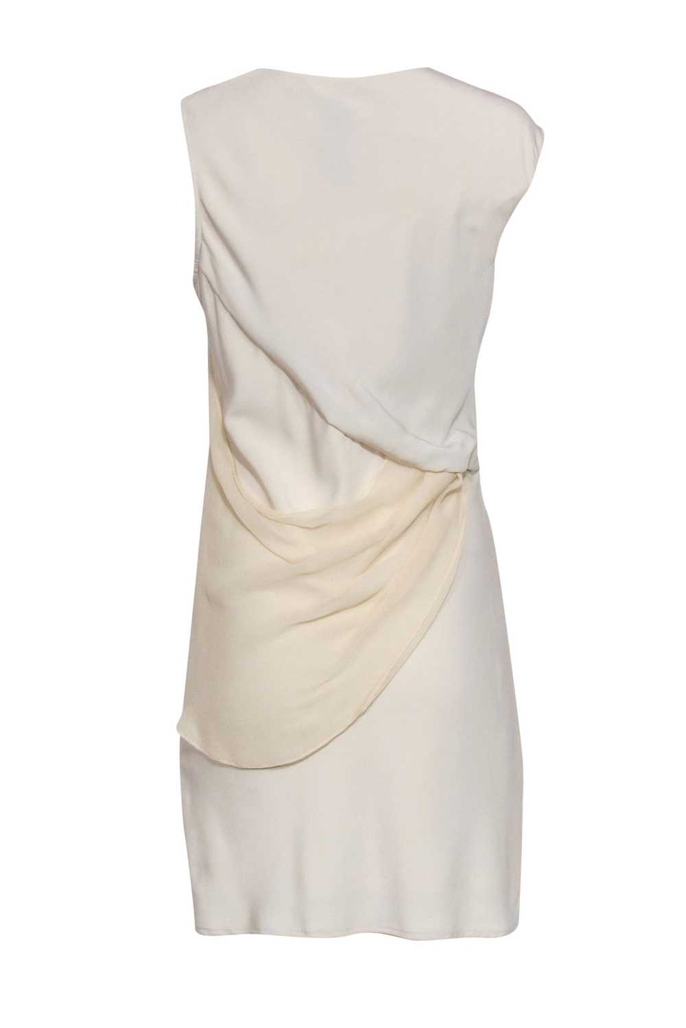 Poleci - Cream Silky Asymmetric Draped Shift Dres… - image 3