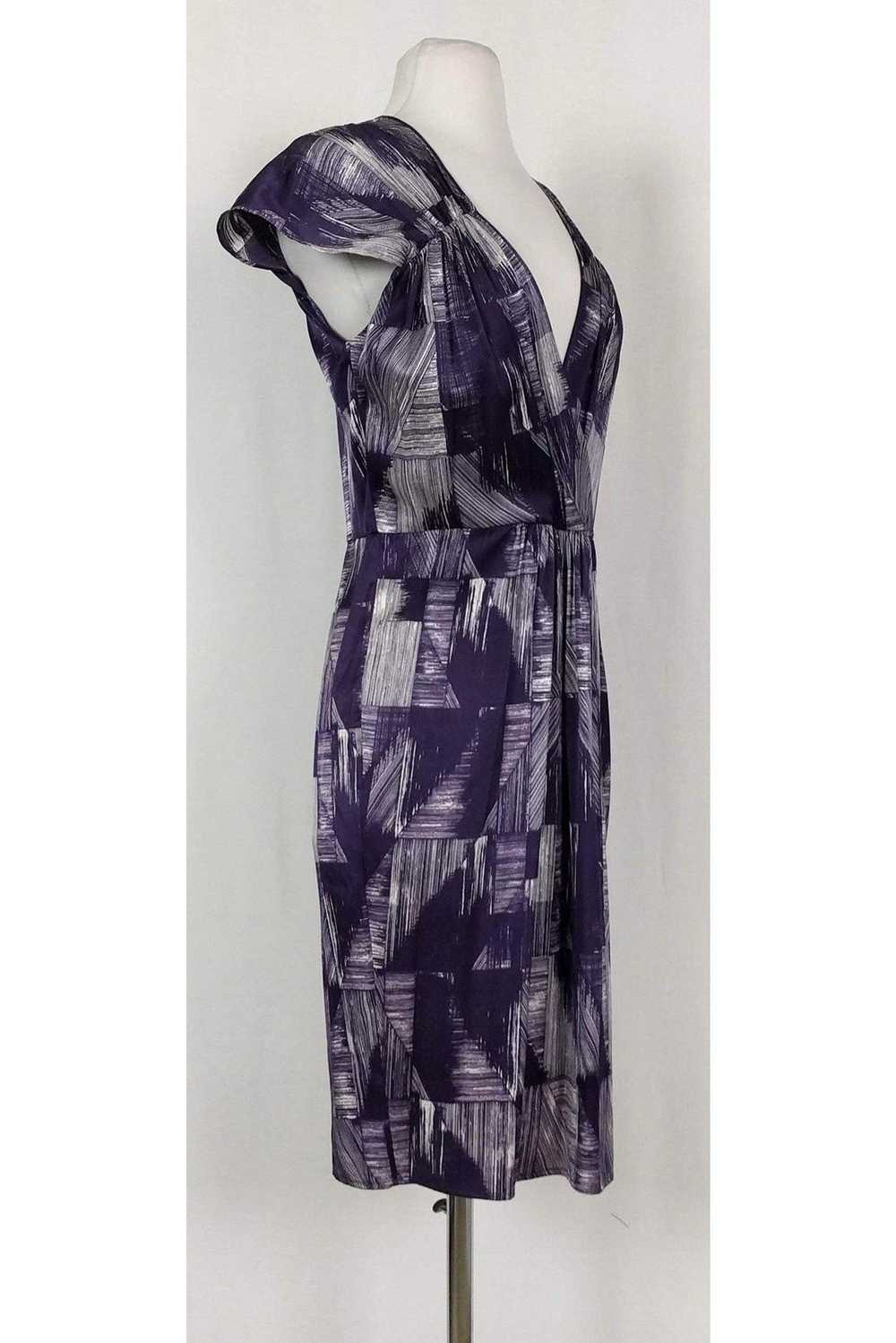 Poleci - Purple & White Print Silk Blend Dress Sz… - image 2