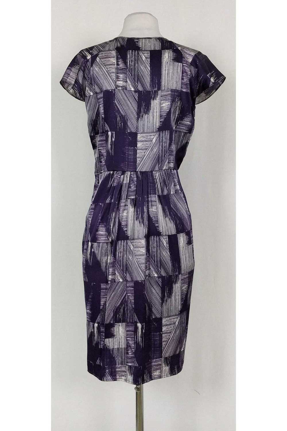 Poleci - Purple & White Print Silk Blend Dress Sz… - image 3