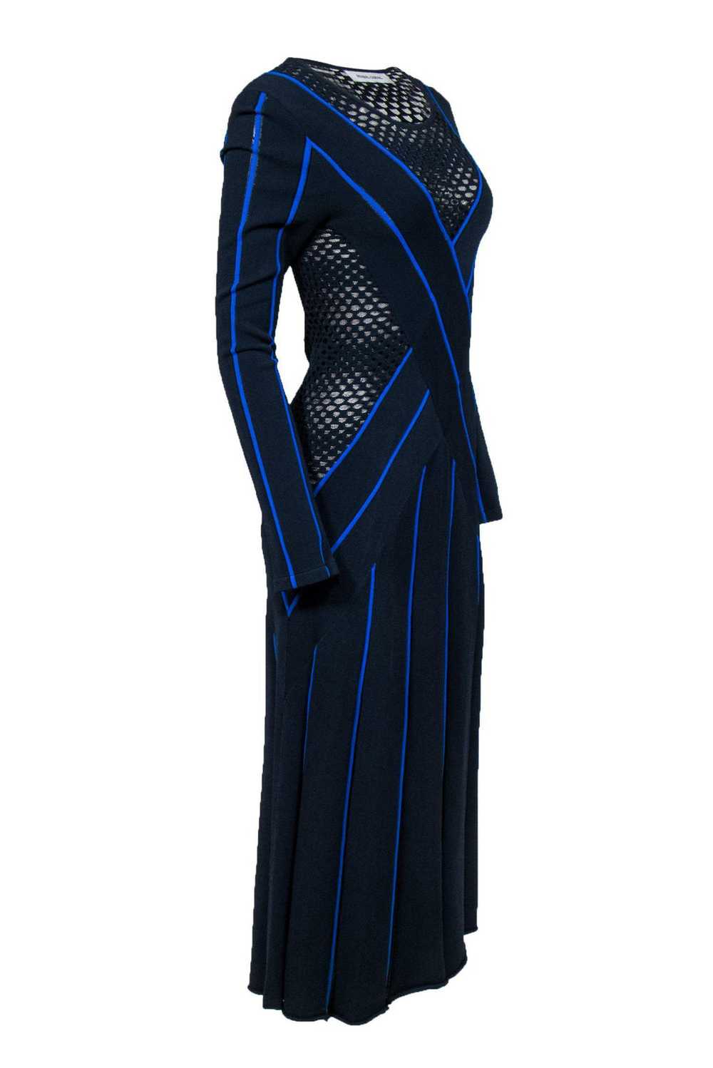 Prabal Gurung - Blue Knit Maxi Dress w/ Netted Ac… - image 2