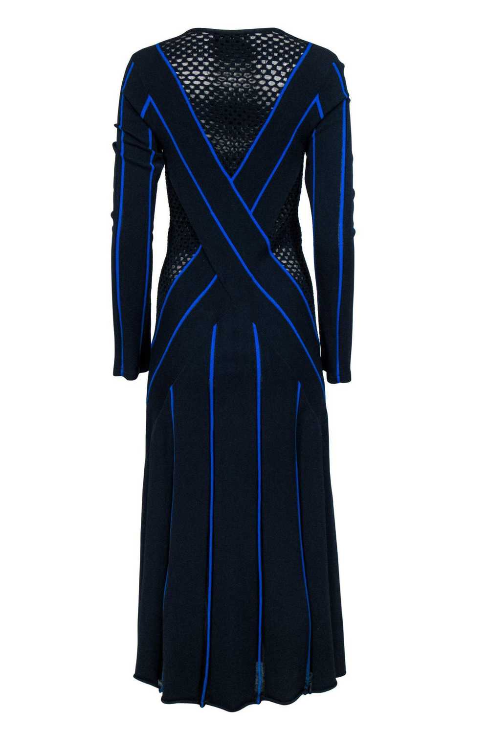 Prabal Gurung - Blue Knit Maxi Dress w/ Netted Ac… - image 3