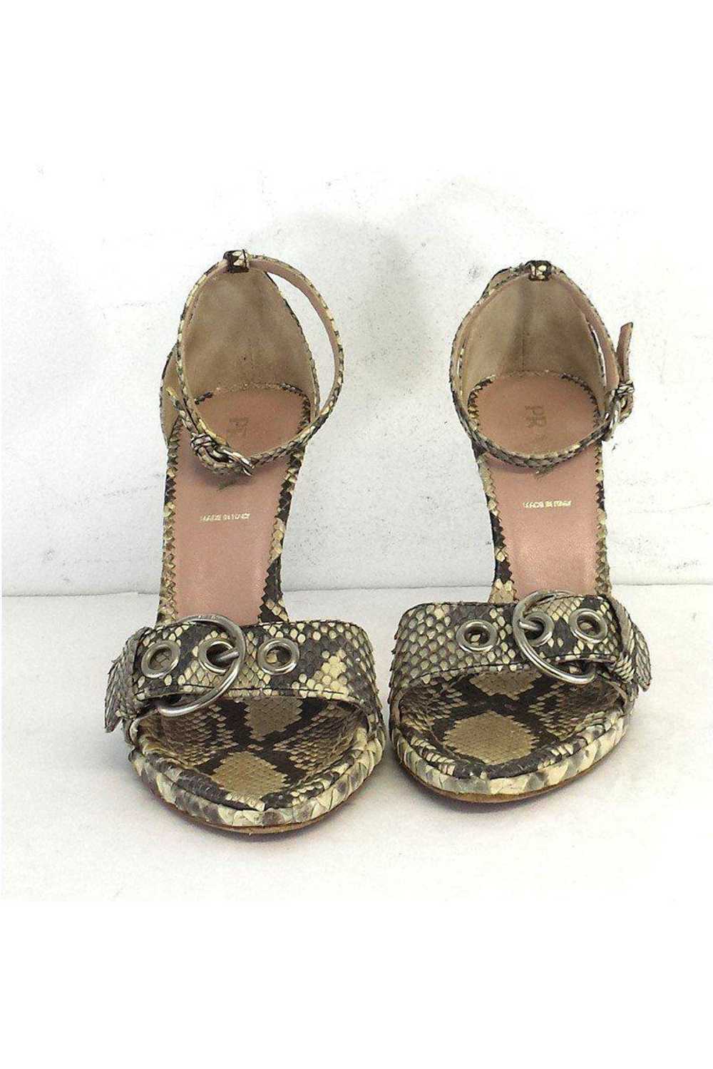 Prada - Beige & Grey Snakeskin Sandal Heels Sz 7 - image 2