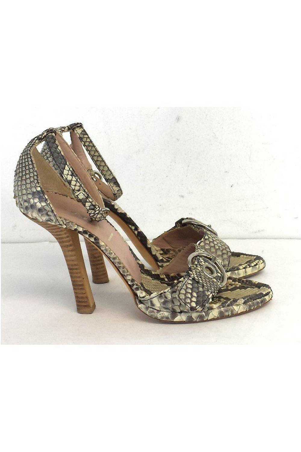 Prada - Beige & Grey Snakeskin Sandal Heels Sz 7 - image 3