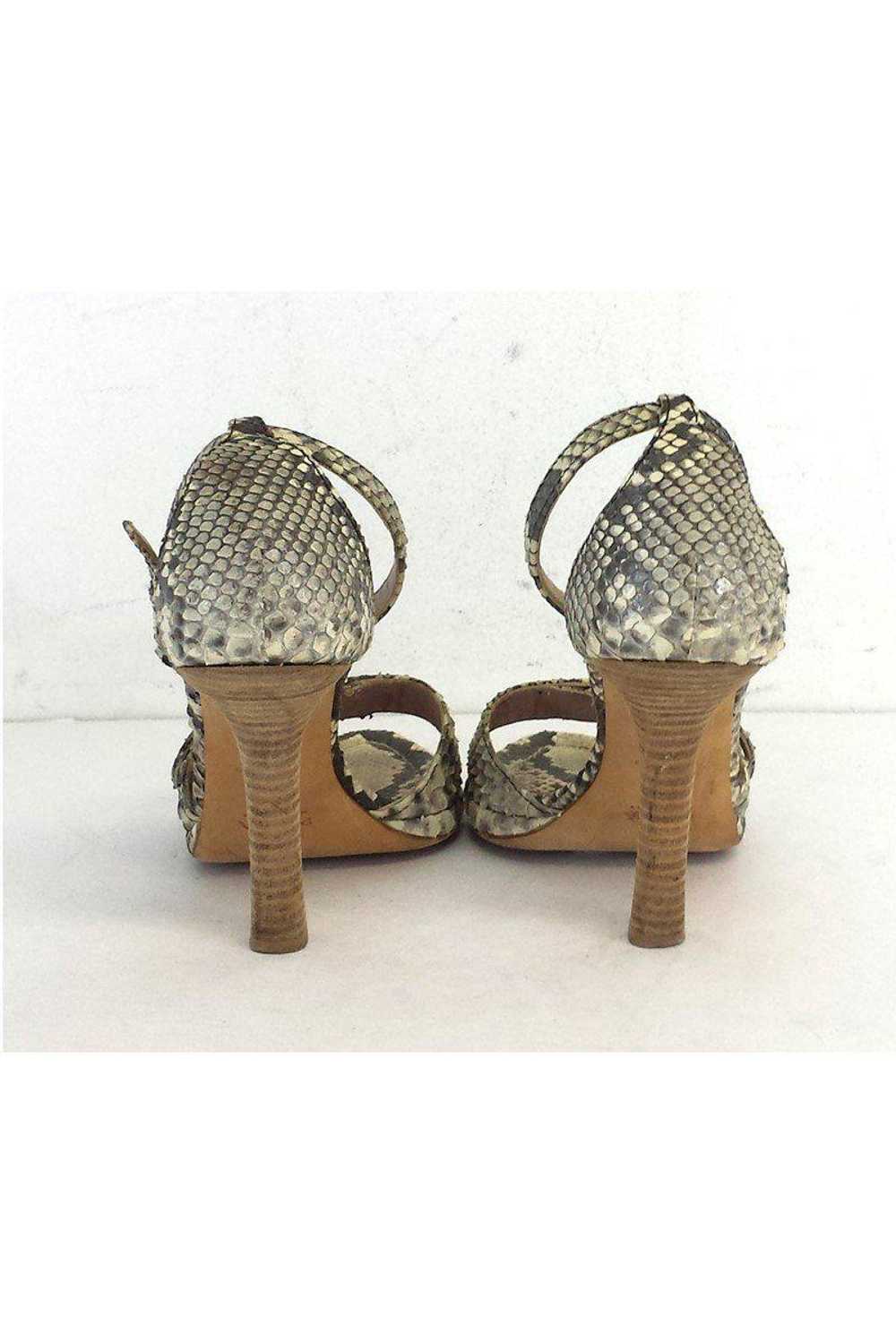 Prada - Beige & Grey Snakeskin Sandal Heels Sz 7 - image 4