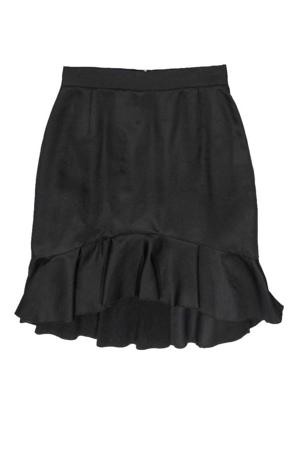Prada - Black Flounce Wool & Silk Skirt Sz 8 - image 2