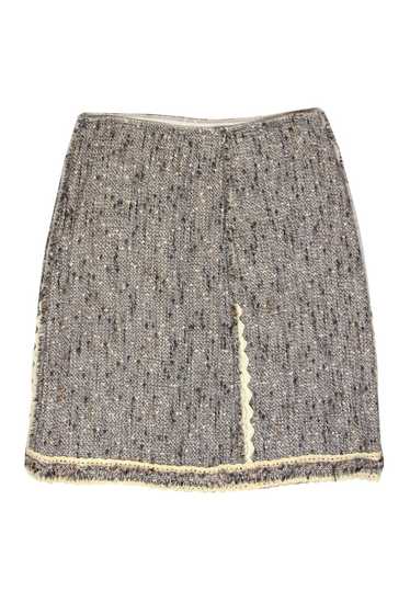 Prada - Grey Tweed Pencil Skirt w/ Cream Trim Sz 4