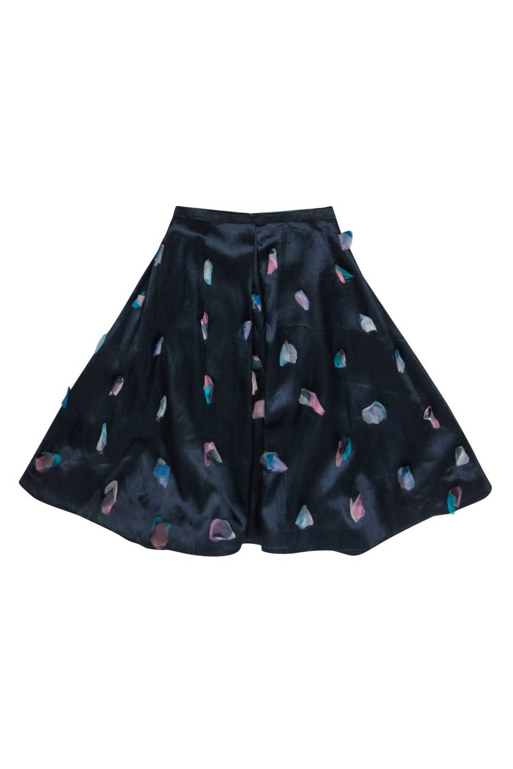 Rachel Antonoff - Navy Silk A-Line Midi Skirt w/ … - image 1