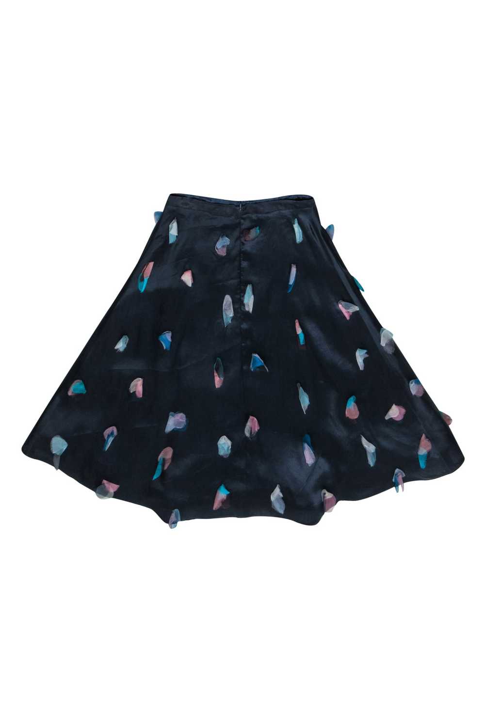 Rachel Antonoff - Navy Silk A-Line Midi Skirt w/ … - image 2