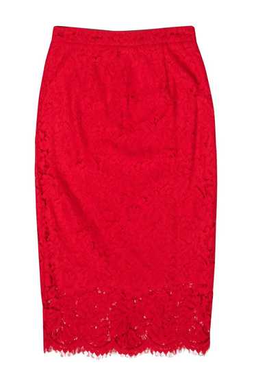 Rachel Parcell - Red Floral Lace Midi Skirt Sz S