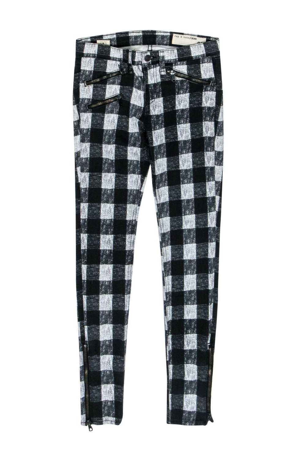 Rag & Bone - Black & Gray Plaid Skinny Jeans Sz 26 - image 1