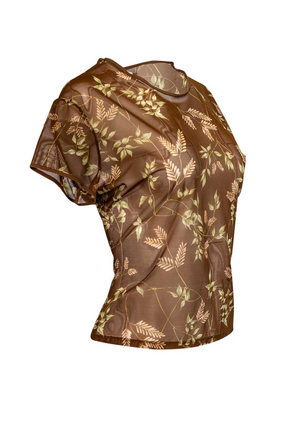 Ralph Lauren - Semi Sheer Brown Leaf Top Sz L - image 2