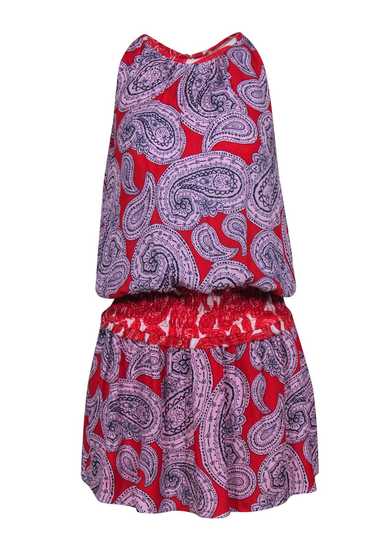 Ramy Brook - Red & Pink Paisley Silk Drop Waist Dr