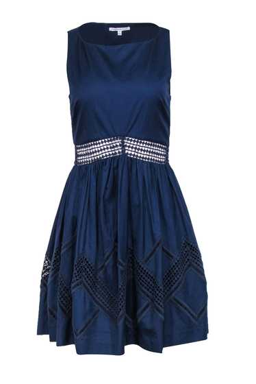 Rebecca Minkoff - Navy Cotton A-Line Dress w/ Eyel