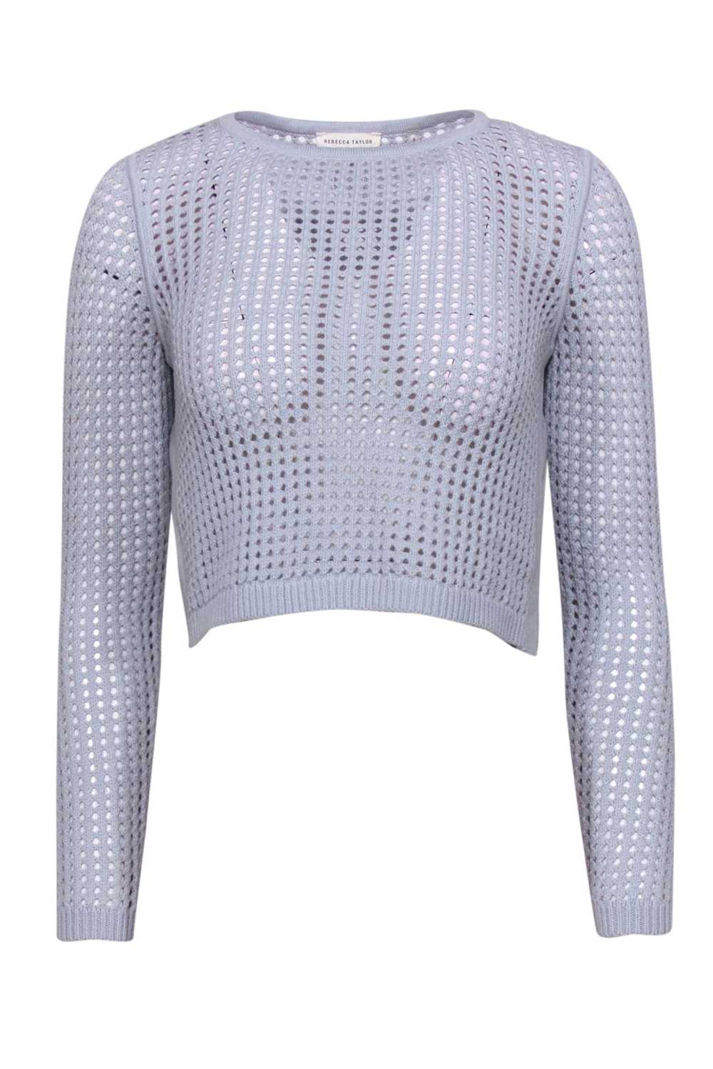 Rebecca Taylor - Baby Blue Open Knit Cropped Swea… - image 1