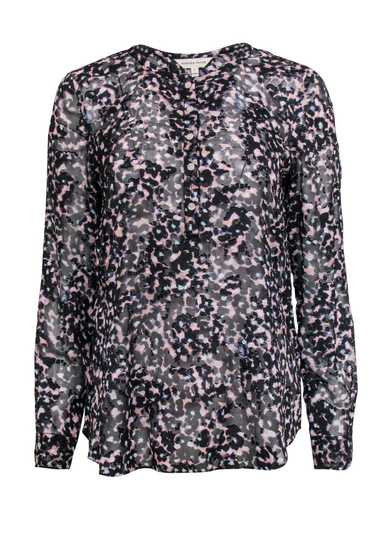 Rebecca Taylor - Black & Pink Floral Print Long S… - image 1