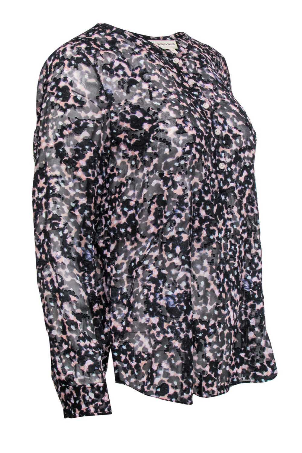 Rebecca Taylor - Black & Pink Floral Print Long S… - image 2