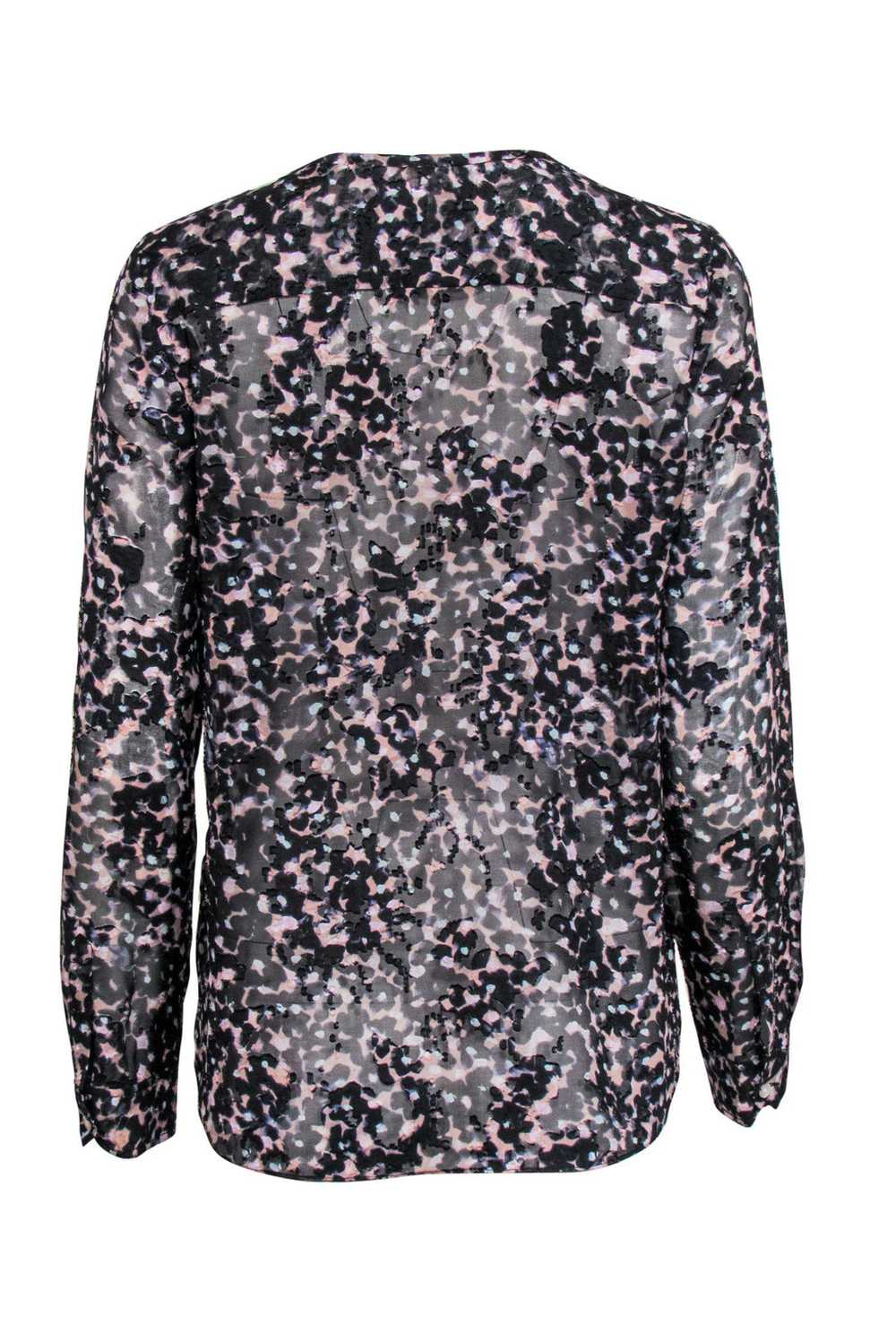 Rebecca Taylor - Black & Pink Floral Print Long S… - image 3