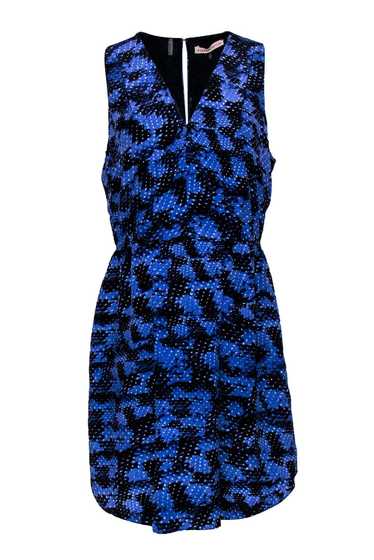 Rebecca Taylor - Blue & Black Abstract Print Dres… - image 1