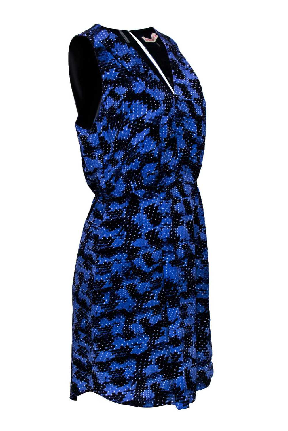 Rebecca Taylor - Blue & Black Abstract Print Dres… - image 2