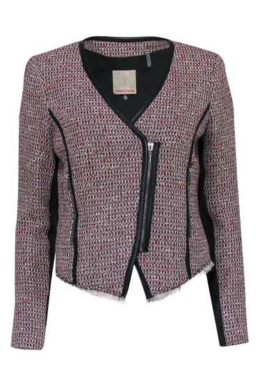 Rebecca Taylor - Gray & Red Woven Tweed Zip-Up Jac