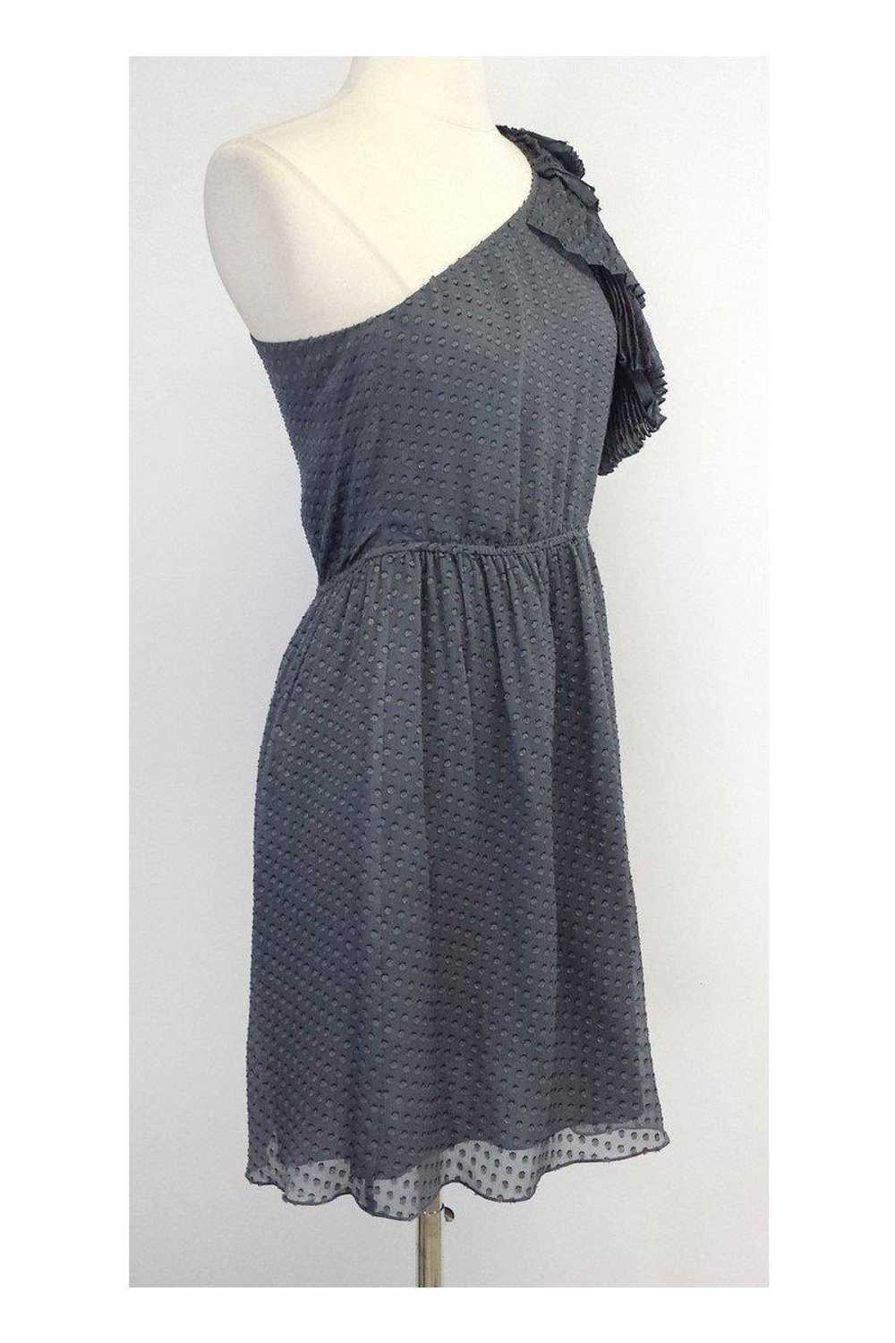 Rebecca Taylor - Grey Swiss Dot Silk One Shoulder… - image 2