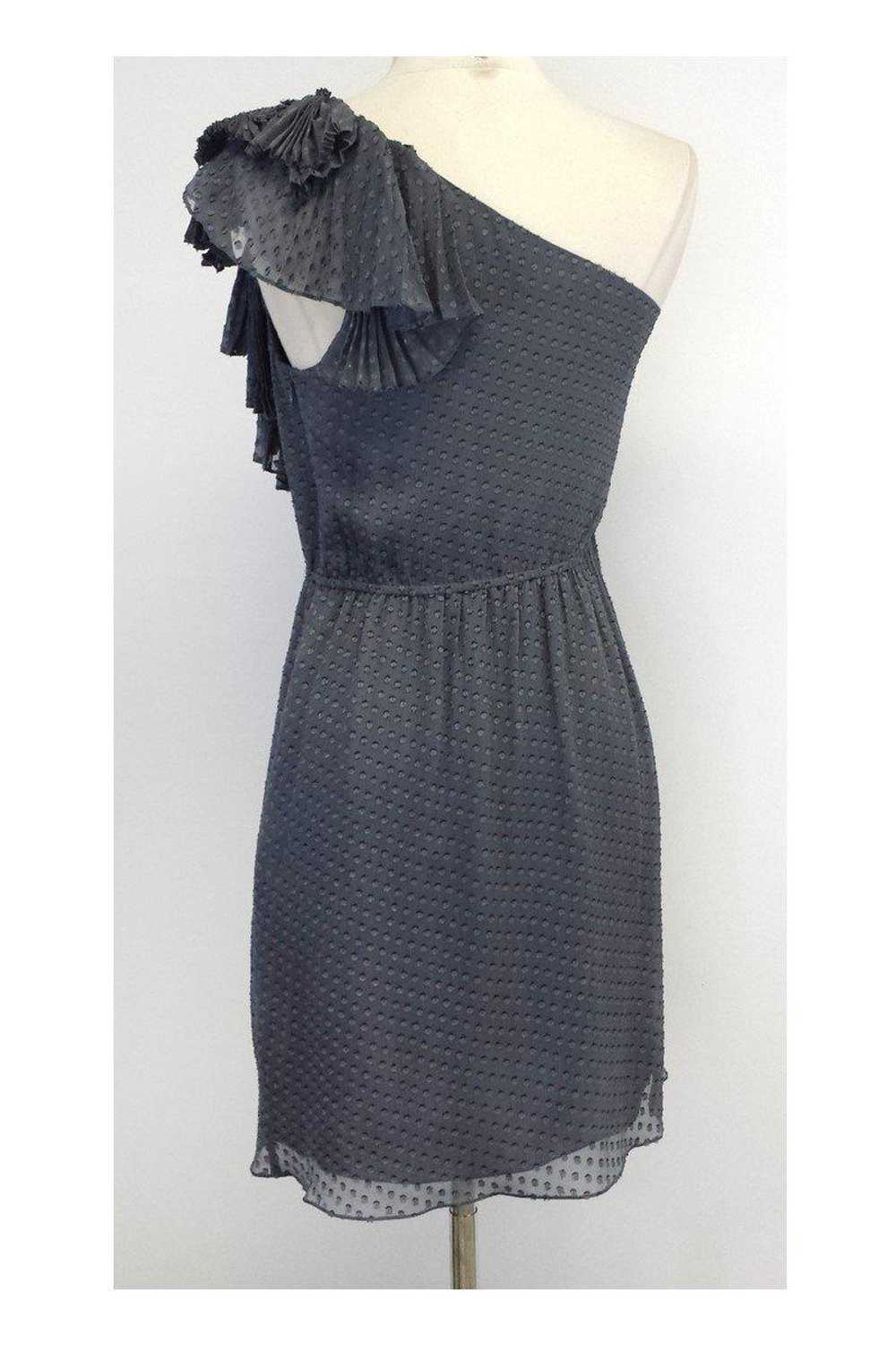 Rebecca Taylor - Grey Swiss Dot Silk One Shoulder… - image 3