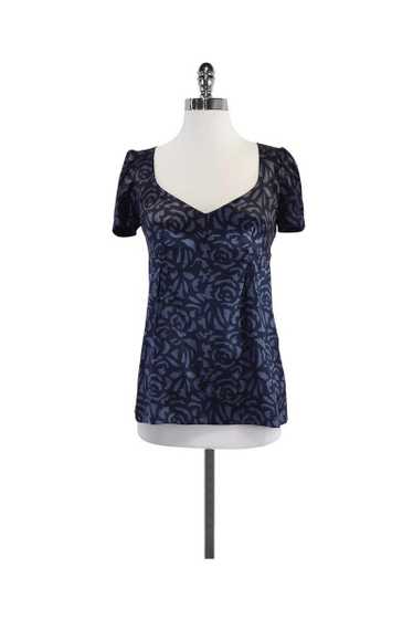 Rebecca Taylor - Navy & Steel Blue Rose Print Silk