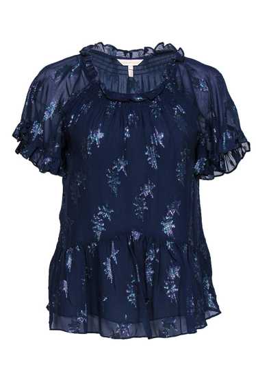 Rebecca Taylor - Navy Metallic Star Printed Top w/