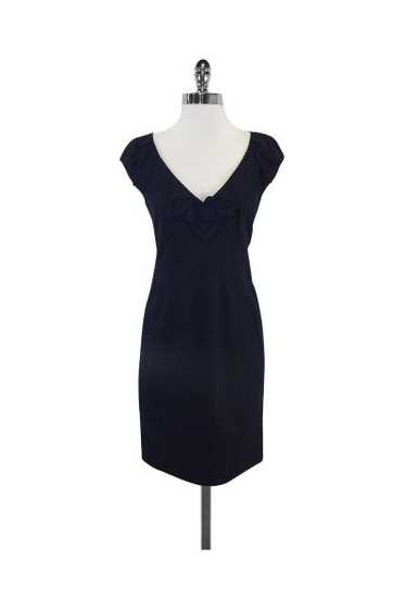 Rebecca Taylor - Navy Wool & Cotton Rosette Dress 