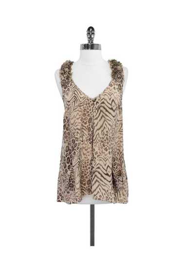 Rebecca Taylor - Taupe Animal Print Silk Tank Sz 6