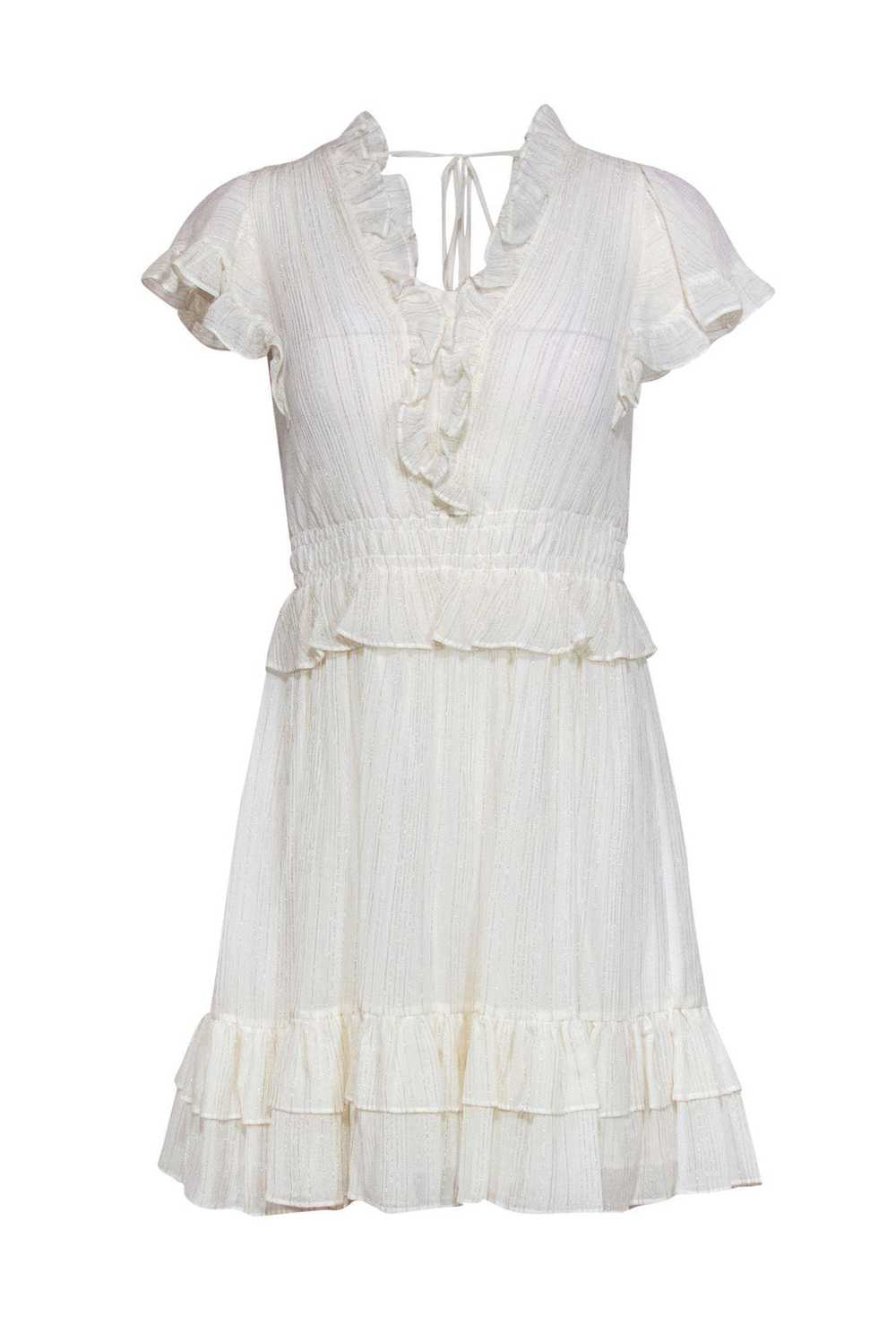 Rebecca Taylor - White Ruffle Cap Sleeve Fit & Fl… - image 1